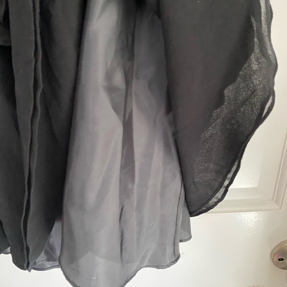 Nine West Vintage ‘90s Silk Ruffle Ribbon Black Midi Dress 10 Coquette Romantic - Picture 5 of 7